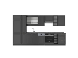 Cozinha Fame Line, 355cm Sem Pt, Anthrazit Ouro Landhaus, Antracite, Vicco