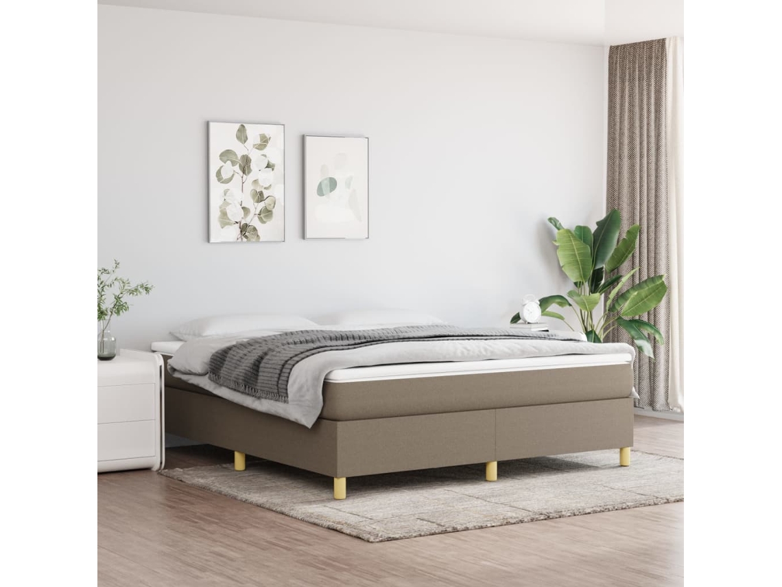 Box Spring Bed, Box Spring Beds Vidaxl Cinzento-acastanhado Tecido (180 X 200 Cm)