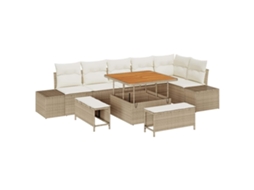 Maison Exclusive - Conjunto De Sofá De Jardim 9 Pcs Bege Rattan Sintético