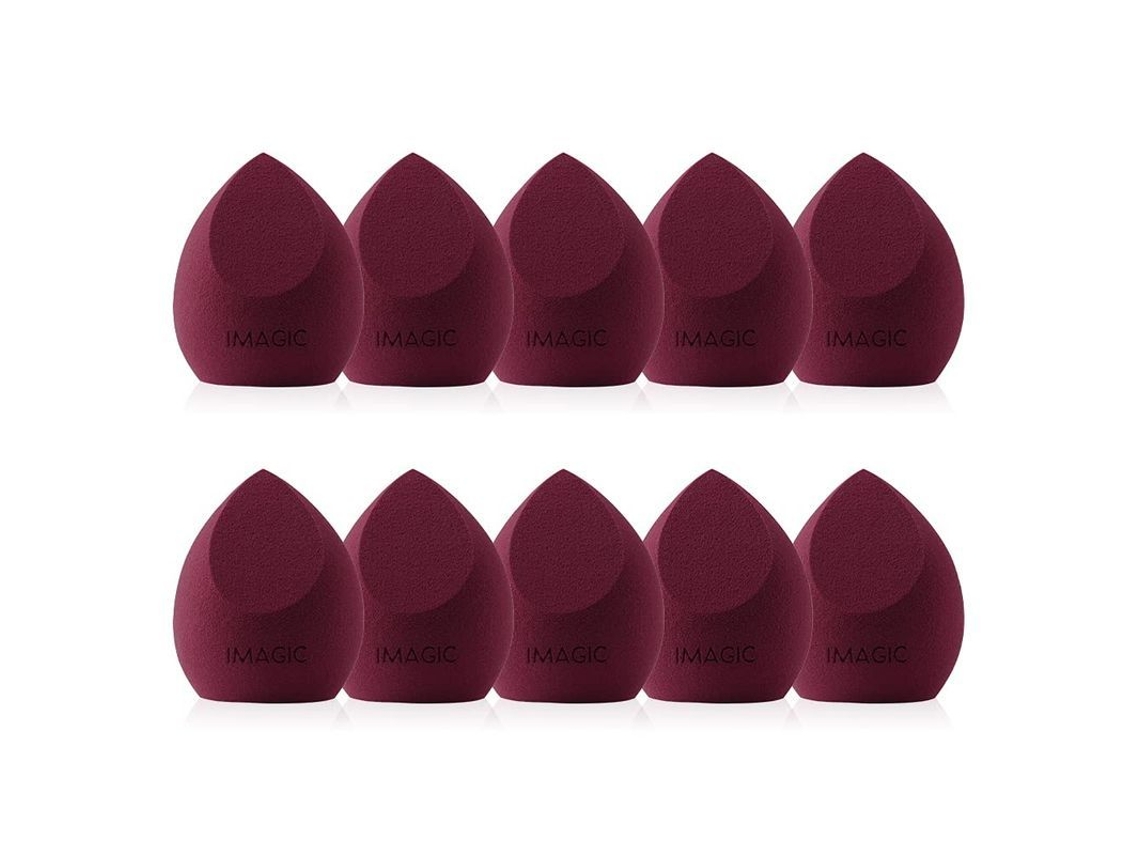 Conjunto de Esponjas de Maquiagem Não látex para Misturar Base 10 Peças Burgundy