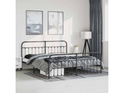 Vidaxl Estrutura De Cama Com Cabeceira E Pés 183x213 Cm Metal Preto