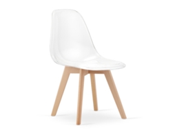 Cadeira De Jantar Kito Assento Transparente, Pernas Naturais, Assento Ergonômico, Encosto
