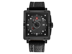 Relógio masculino Naviforce de quartzo à prova d'água com pulseira de PU, estilo casual moderno.