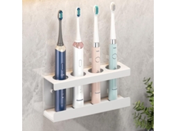 Suporte De Parede Para Escovas De Dentes Elétricas,porta Escovas Dentais Com 4 Espaços,acessório De Banheiro Em Aço Inoxidável E Branco Btforus