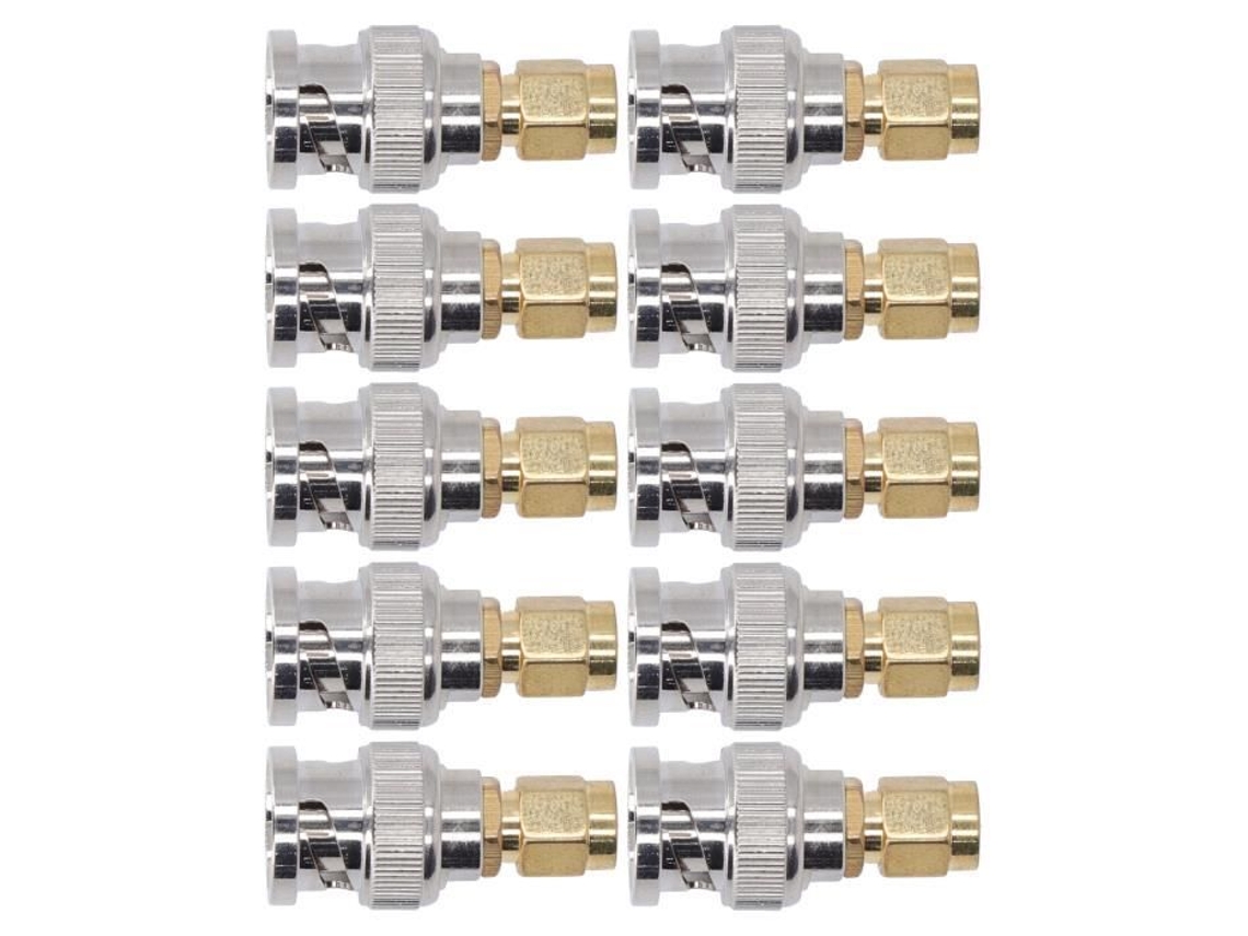 Conector de Conversão HURRISE Sma para Bnc 10 Peças Sma Macho para Bnc Adaptador Macho Substituição Rf Conector de Cabo Coaxial