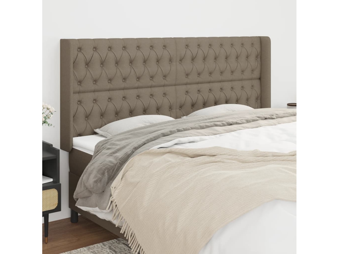 Vidaxl Cabeceira Cama Abas Tecido 183x16x118/128 Cm Cinza-acastanhado