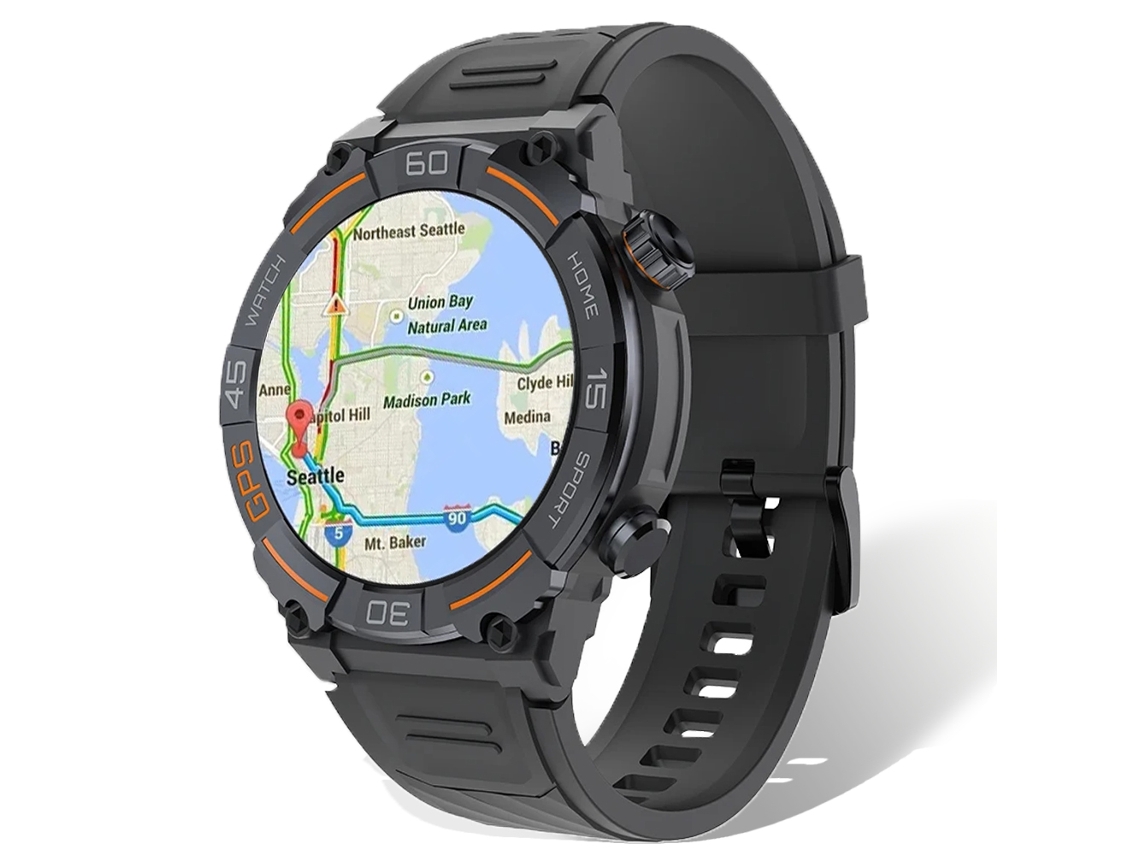 (preto) Relógio Inteligente Com Gps, Pulseira Bluetooth E Monitoramento De Pressão Barométrica.