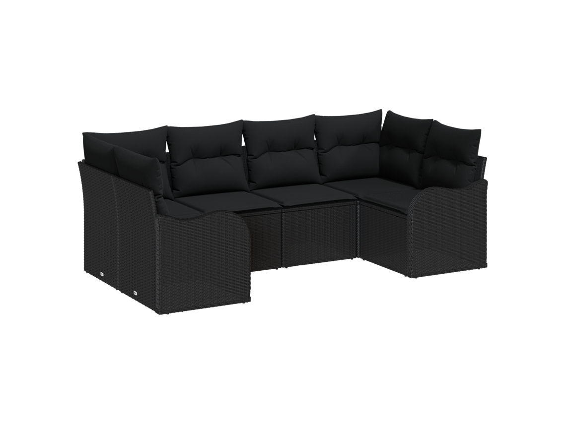 Conjunto 6 Conjunto De Jardim Vidaxl Preto Vime Pe (121 X 61.5 X 69 Cm)