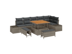 Conjunto 9 Móveis De Jardim Vidaxl Cinzento Vime Pe (319 X 154 X 85 Cm)