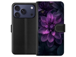 Capa Carteira Compatível Com Apple Iphone 17 Pro. Close-up Dramático De Uma Flor Roxa Com Sombras Suaves E Profundidade, Perfeita Para Quem Aprecia A