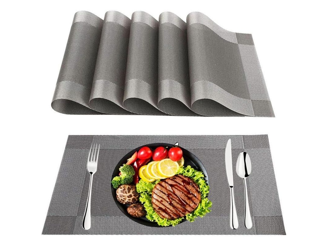 2026 6 Capas para Mesa Antideslizantes Laváveis, Resistentes Ao Calor, Prata, Design Simples