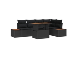 Conjunto 6 Conjunto De Sofá De Jardim Vidaxl Preto Vime Pe (100 X 55 X 73 Cm)