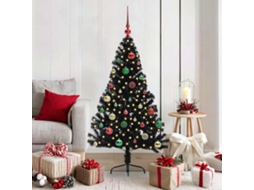 Vidaxl Árvore De Natal Artificial Pré-iluminada Preto 150 Cm Pvc