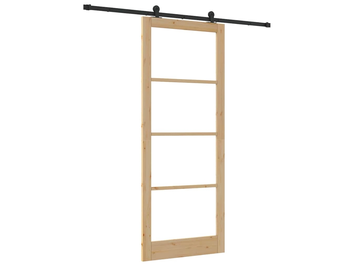 Conjunto 1 Porta Deslizante Vidaxl Castanho Madeira De Pinho Maciça (93 X 232 Cm)