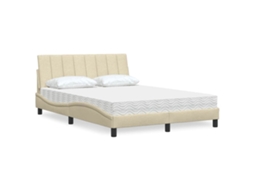 Vidaxl Cama Com Colchão Hanko 120x200 Cm Tecido Cor Creme