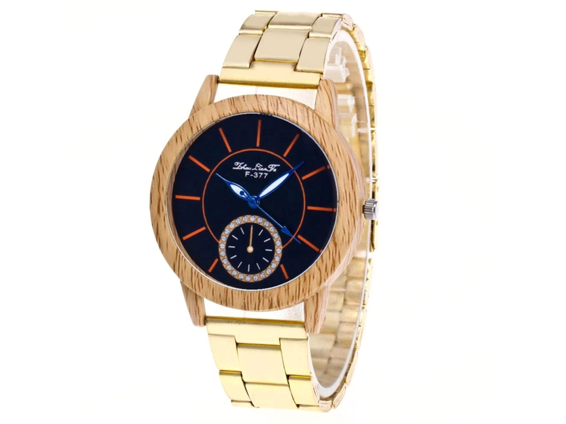 Reloj De Pulsera De Aleación Creativo Moda Dial Redondo Cuarzo F-377-g Unisex