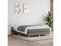 Cama Com Molas/colchão 140x190 Cm Tecido Cinzento-escuro
