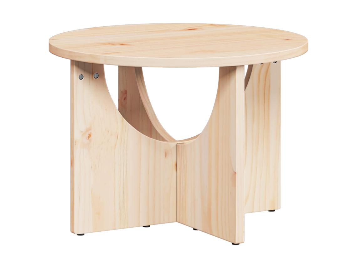 Conjunto 1 Mesa De Café Rústica Vidaxl Castanho Madeira De Pinho Maciça (50 X 50 X 35 Cm)
