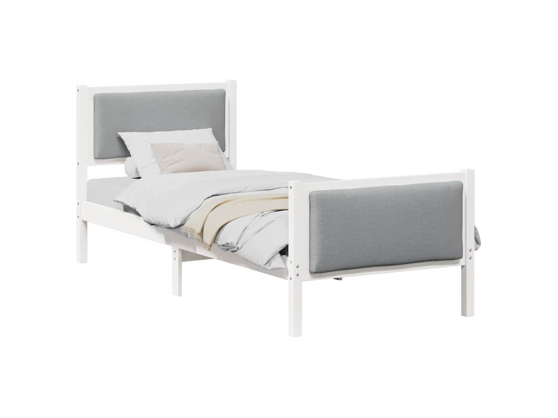 Conjunto 1 Estrutura De Cama Moderna Vidaxl Branco Madeira De Pinho Maciça (80 X 200 Cm)