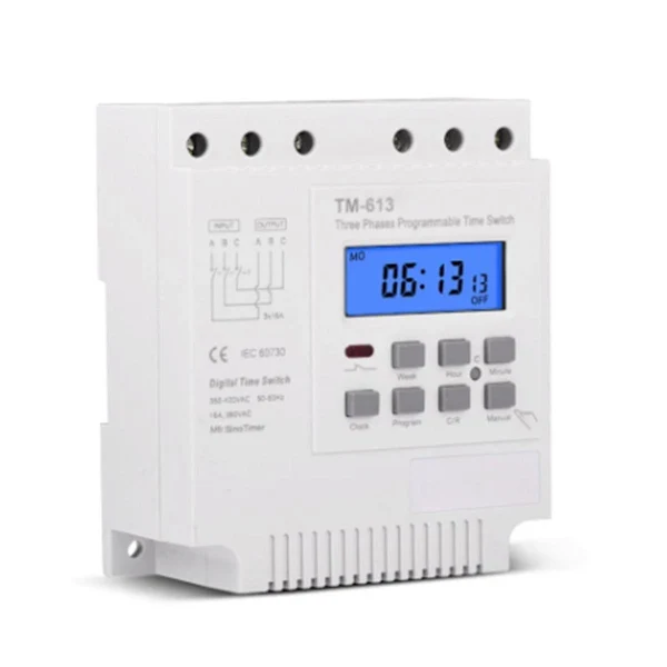 Interruptor Temporizador Programável Trifásico 380 V 415 com Retroiluminação Desligada Branca BRILVIBERA
