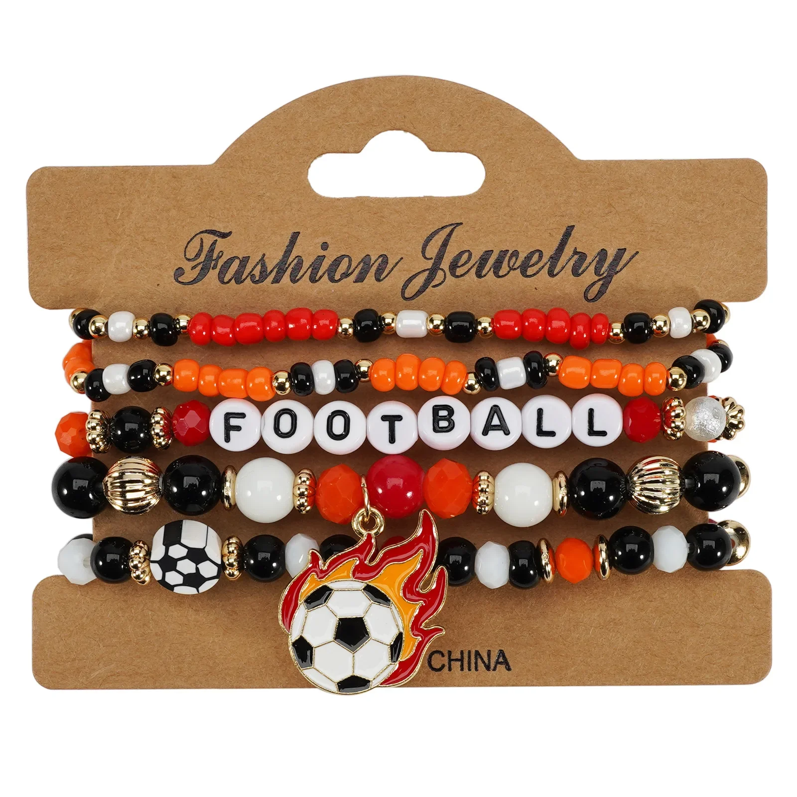 Pulseira De Contas Com Tema De Futebol, Joia Comemorativa Com Tema De Futebol
