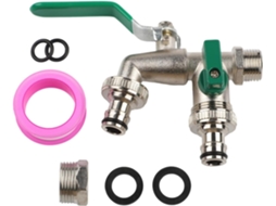 Torneira De Jardim Com Bica Dupla, Conexões 1/2" E 3/4", Válvula