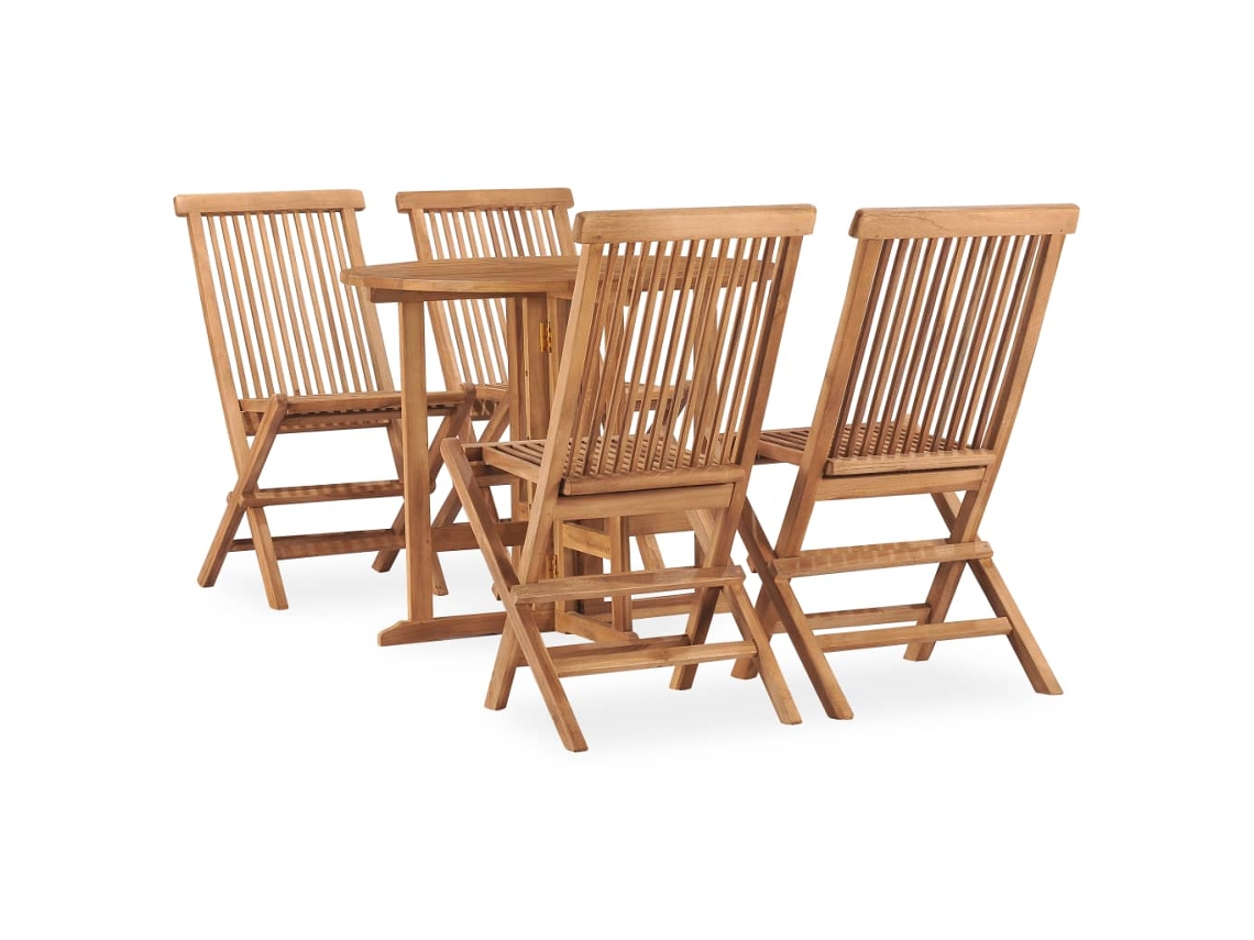 Conjunto 5 Peças Jantar Dobrável P/ Exterior Madeira Teca Solid Dkd Home Decor