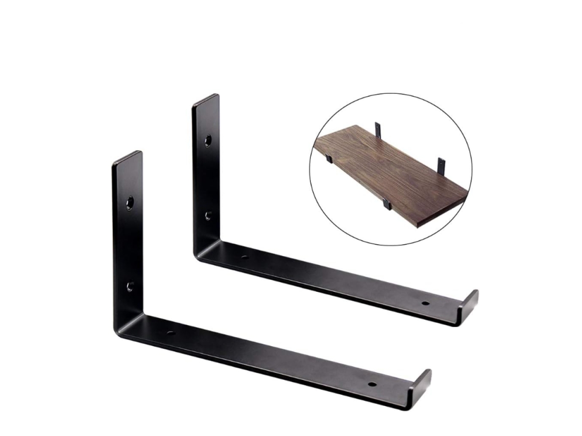 Suporte Invisível Para Prateleira Flutuante, Metal, Reforçado, Preto