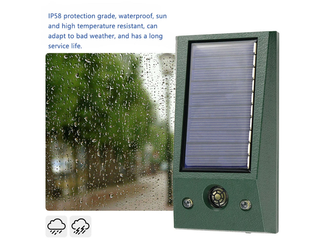 Repelente Ultrassônico Solar para Animais com Led