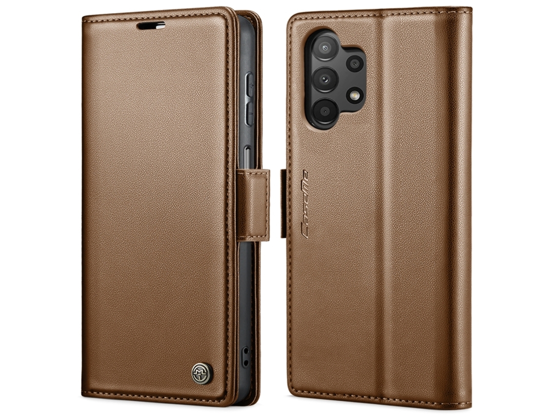 Capa Para Samsung Galaxy A13 5g Borboleta Fivela Litchi Textura De Telefone De Couro Rfid Antirroubo Marrom
