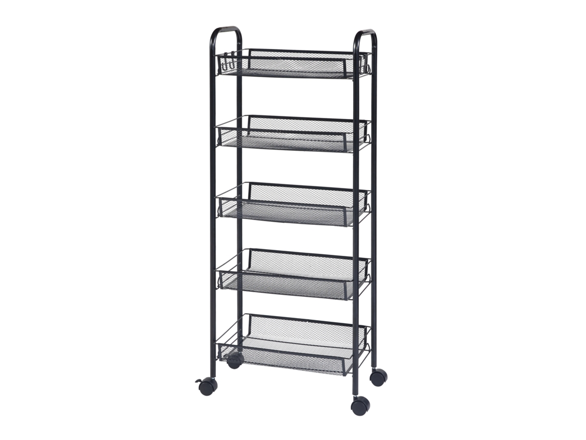 Carro de Cozinha Tromsø com 5 Cestos em Aço 103X44X26Cm Preto [EN.CASA]
