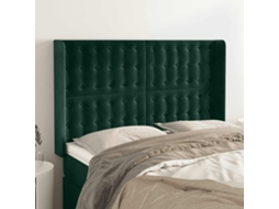 Vidaxl Cabeceira Cama C/ Abas Veludo 147x16x118/128 Cm Verde-escuro
