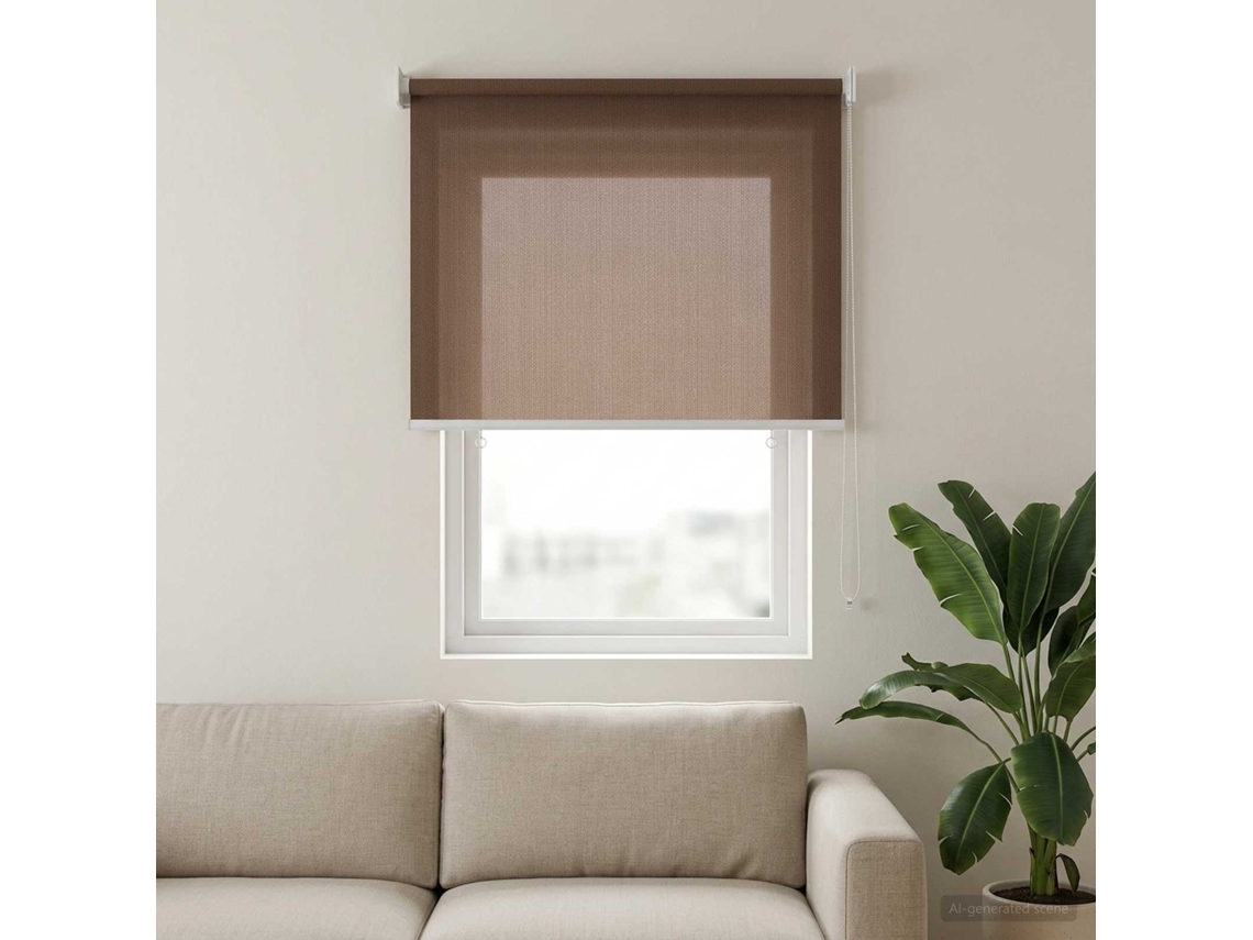 Vidaxl Persiana Rolô Externa Com Bloco De 90% Uv Cinzento-acastanhado