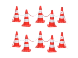 Vidaxl Conjunto De Cones Com Corrente De 10 M Vermelho E Branco