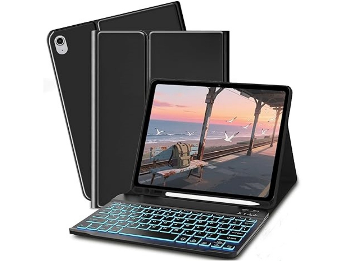 Capa Para Samsung Galaxy Tab S12 Plus 12.4 Polegadas Com Teclado Bluetooth Retroiluminado 10 Polegadas E Rato 2.4g Digitallab (português-preto)