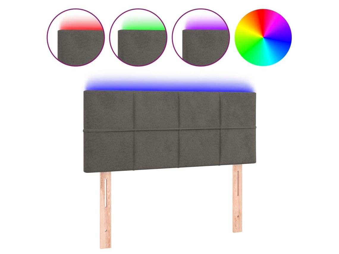 Led Headboard, Led Headboards Vidaxl Cinzeto Veludo (100 X 5 X 78/88 Cm)