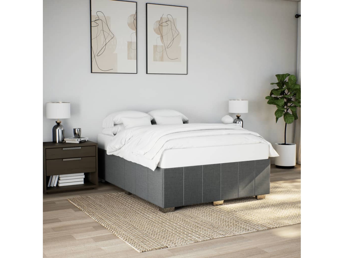 Vidaxl Estrutura De Cama Sem Colchão 140x200 Cm Tecido Cinzento-escuro