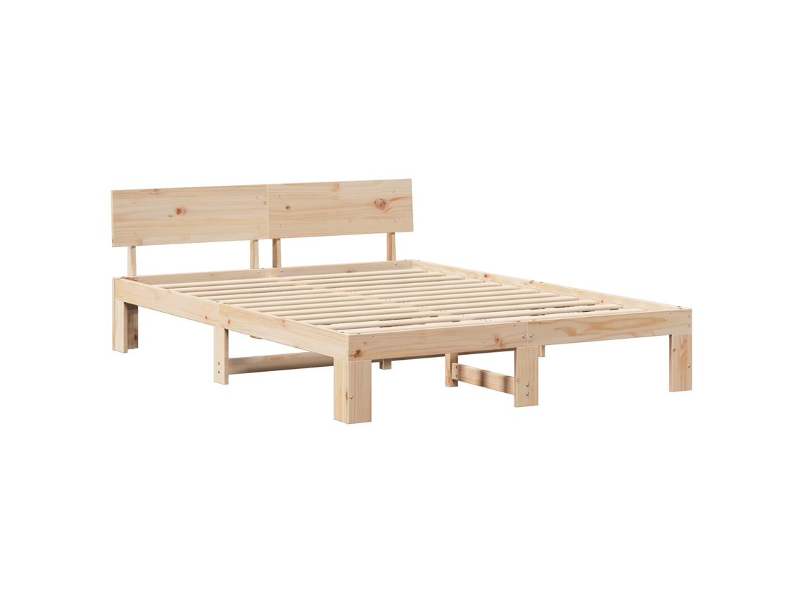 Conjunto 1 Estrutura De Cama Moderna Vidaxl Castanho Madeira De Pinho Maciça (150 X 200 Cm)