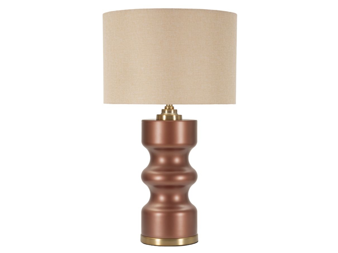 Abajur De Mesa Rosenthal Glam 40,5x40,5x69,5 Cm - Base De Vidro Ondulado E Metal Dourado - Cúpula Neutra - Soquete E27 40w - Design Sofisticado