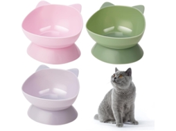 Conjunto de 3 Comedouros Elevados para Gatos, com Inclinação de 15 Graus, em Plástico AQUAFORGE