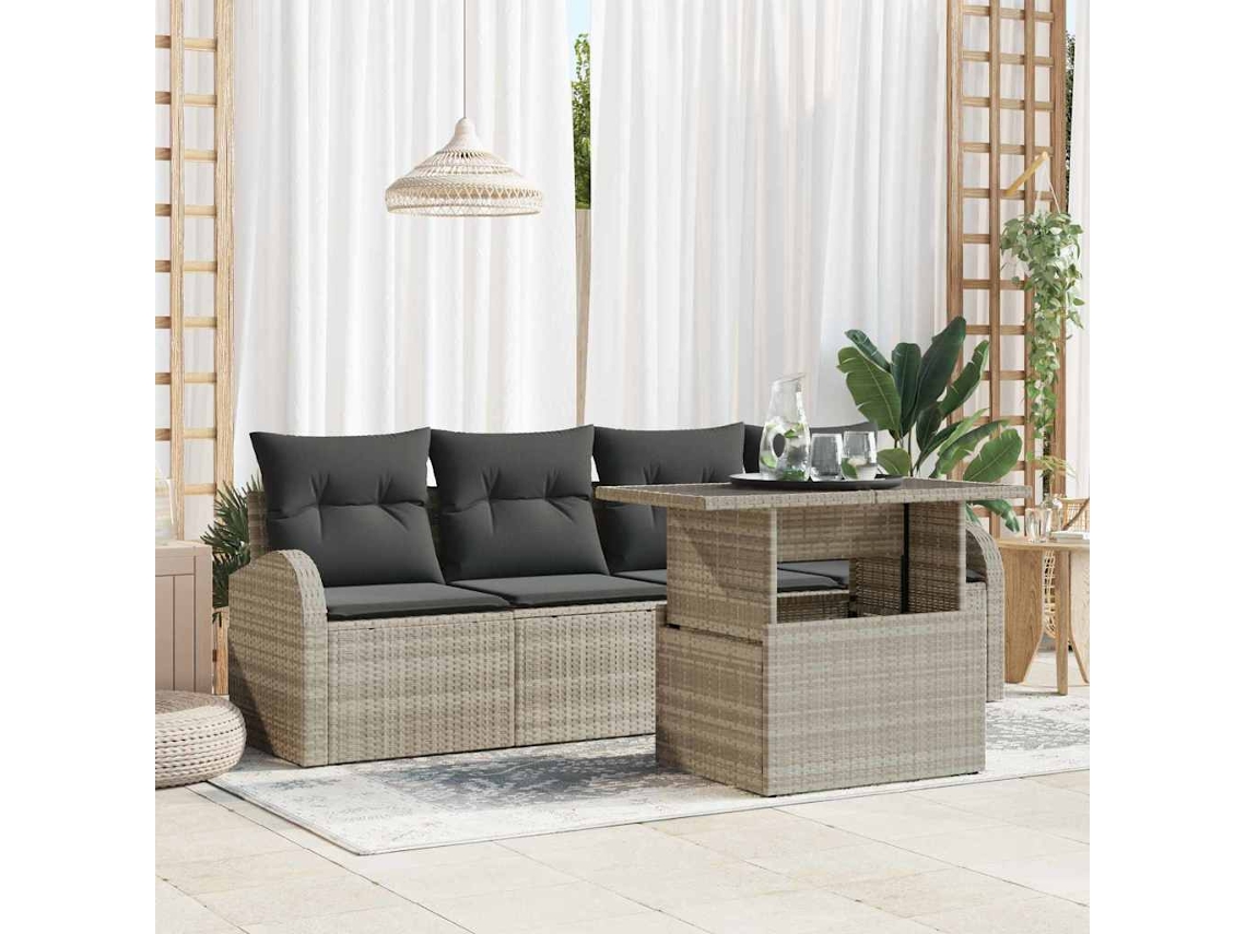 Vidaxl Conjunto De Sofá De Jardim 5 Unid. Cinzento-claro
