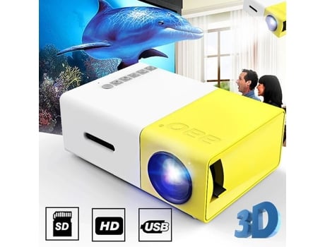 Projetor Tempsa Yg 300 Lcd Mini Suporte 1080p Portátil Amarelo 600 Lumens Wvga 8001 30000 H