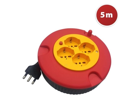 Enrolador de Cabo Doméstico VELAMP 4 Tomadas Cabo H05Vv-F3G1.0Mm2 5M Ce