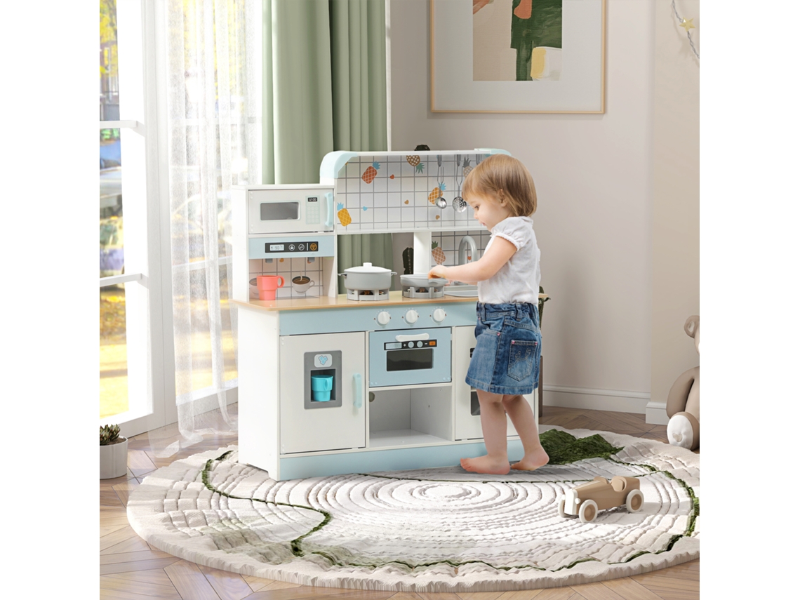 Cuisine Enfant Jouet D'imitation, Dinette Enfant Avec Lumières Et Sons Réalistes, 88,6 X 31,7 X 90,4 Cm, Blanc