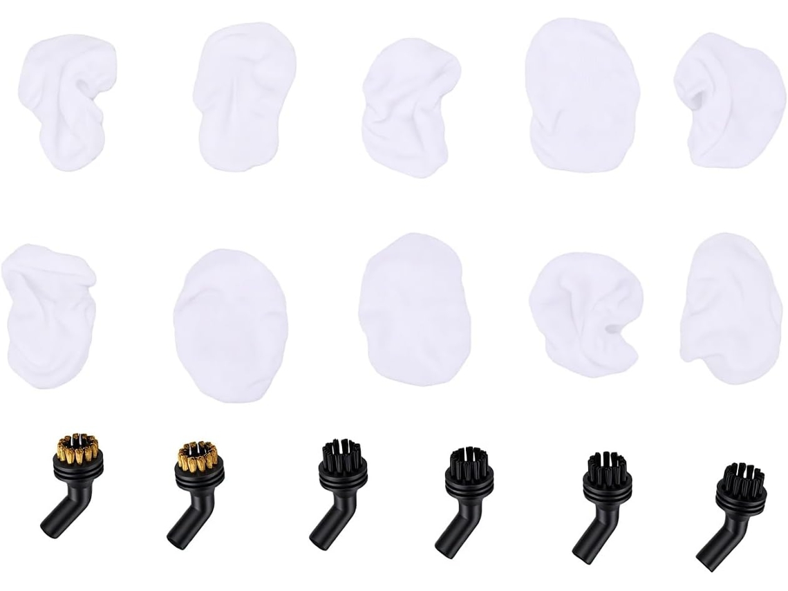 Conjunto De Escovas Para Limpeza A Vapor Tnfeeon, 16 Peças Com 6 Cabeças De Escova, 10 Panos, Kit De Acessórios