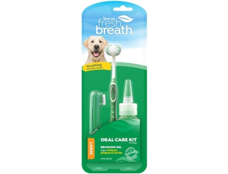 Fresh Breath Kit de Higiene Bucal para Cães Grandes 59 ml TropiClean