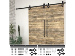 Kits De Ferragens Para Porta Deslizante 2 Pcs 200 Cm Aã§o Preto DKD HOME DECOR