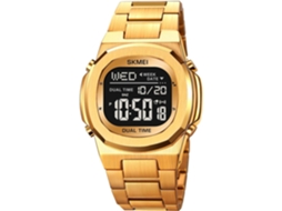 Lurelia Relógio Digital Desportivo Unissexo, Calendário, Cronómetro, Alarme, Retroiluminação Led, Aço Inoxidável, 30m, Dourado, Modelo Lx10785