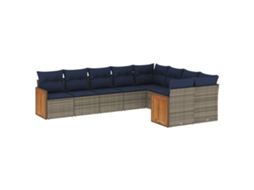 Conjunto de Sofá de Jardim, 9 Peças, Almofadas, Rattan Cinza MAISON EXCLUSIVE