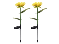 Conjunto de 2 Lâmpadas Led Solares em Formato de Flor Artificial para Decoração de Jardim e Pátio CHABERLU